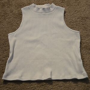 Old Navy White Ribbed Mock Neck Tank Top